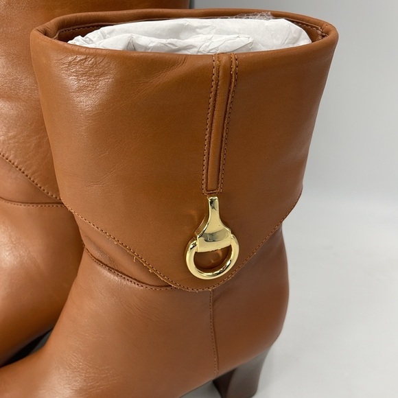 Arezzo Women's Marrom Vivian Mid Block Round Toe Booties Size 5B NIB - Picture 2 of 10